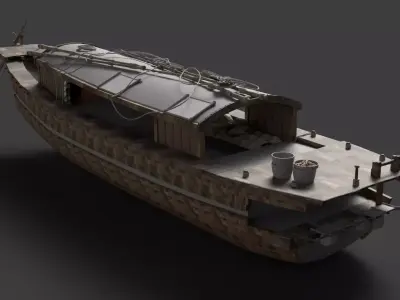 Chinese Junk Fishing Boat  Low-poly 3D model purchase