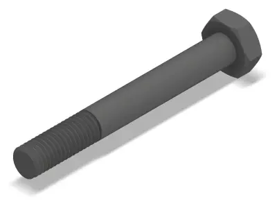 Bolt Partial Thread Hexagonal Head M10x80mm 3D model