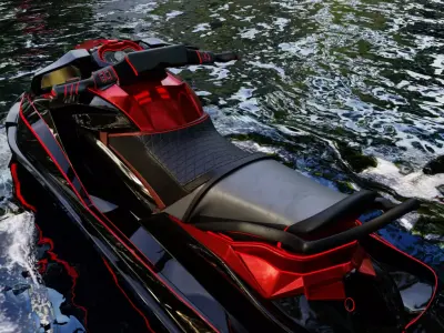 Jetski sci-fi red-black detailed model 3D on Blender 3D model