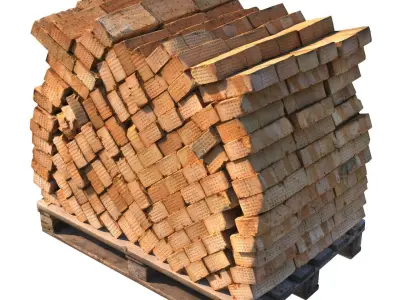 Pallet with red bricks 3D model