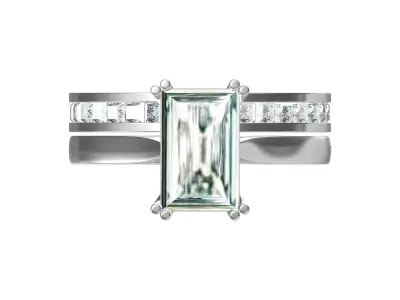 Baguette Ring Bridal Set 3D print model