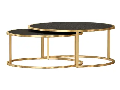 Keya Antique Brass Nesting Coffee Tables Crate and Barrel 3D model