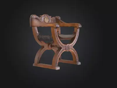 Antique Carved Chair Low-poly 3D model