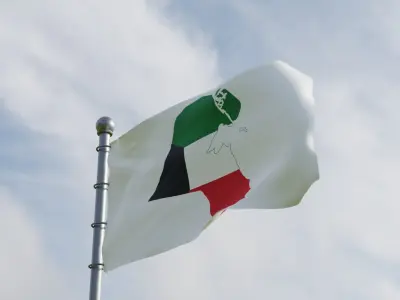 Animated Kuwait Flags 3D model