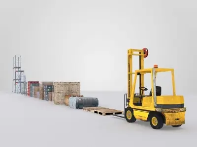 Forklift And Cargo Low-poly 3D model