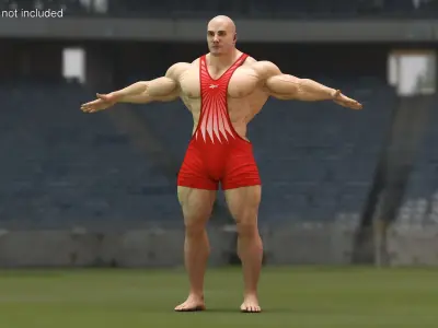 Fit Athletic Male T pose in Reebok Red Singlet 3D model