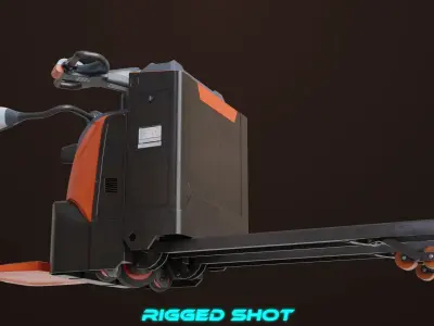 Forklift Trucks and Pallet Orange Collection All PBR Textures 3D Model Pack