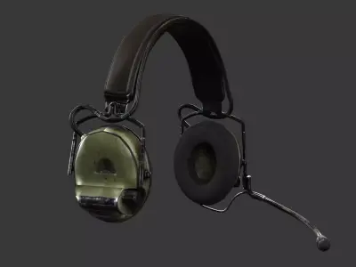 Worn Tactical Communication Headset Low-poly 3D model