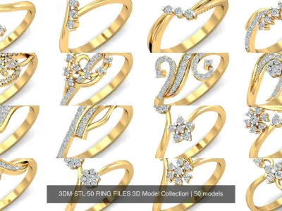 3DM-STL-RENDERS 50 RING FILES 3D Model Pack