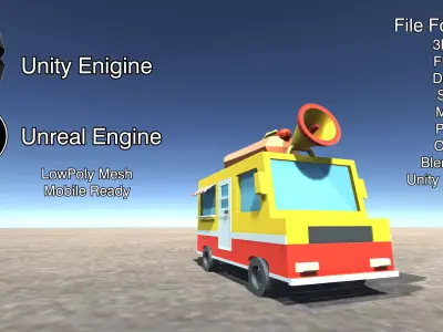 Hot Dog Truck Low-poly 3D model