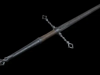 Medieval Realistic Long Sword Low-poly 3D model