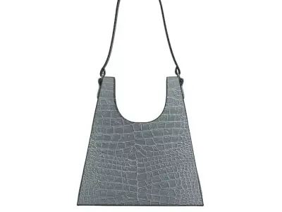 Sky blue Leather Hobo Bag 3D model