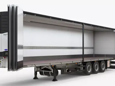 Semi-Trailer With Folding Doos 3D model