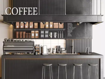 industrial coffee shop 3D model purchase