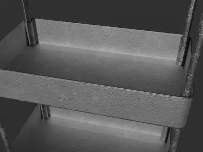 3 Tier Rolling Storage Cart 3D Model Metal Unreal Realistic PBR Low-poly 3D model