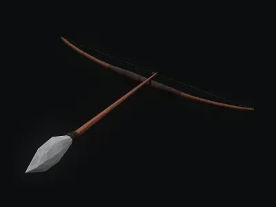 Primitive Wooden Bow Low-poly 3D model