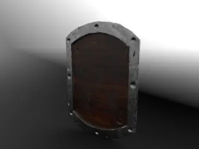 Medieval Wooden Shield Low-poly 3D model