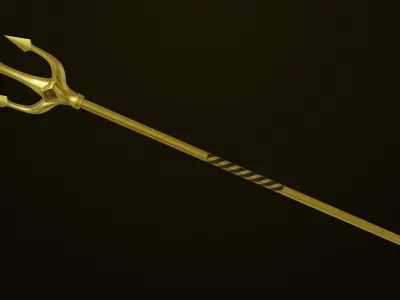 Trident 03 Gold All PBR Unity UE Textures Included Low-poly 3D model