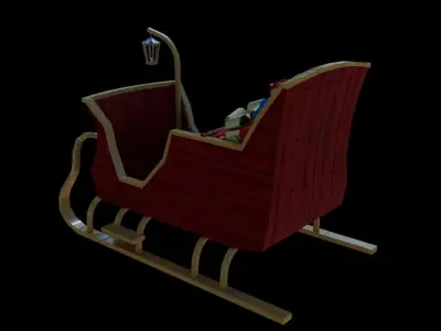 Santa sled low poly Low-poly 3D model