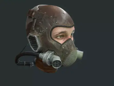 Steampunk Respirator Helmet Low-poly 3D model