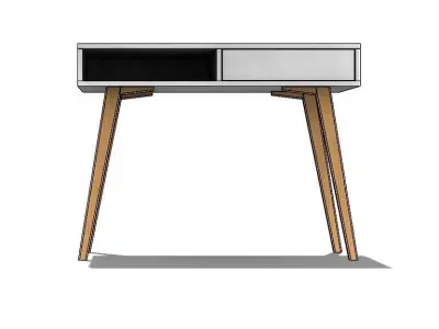 Retro table wooden Low-poly 3D model