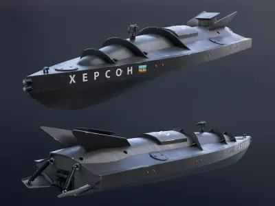 Ukrainian Naval Drone Game Ready Low-poly 3D model