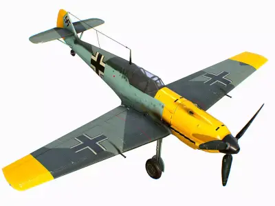 German fighter aircraft Messerschmitt Bf 109 Low-poly 3D model