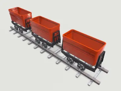 Mine Wagon 4 Low-poly 3D model