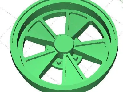 Printable Classic 5 Spoke Rim  scaled 3D print model