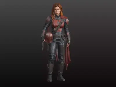 Galactic Huntress Figurine Mandalorian Inspired Collectible  3D print model