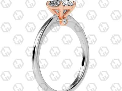 Ring 160 Radiant shape with hidden signature diamond both side 3D print model