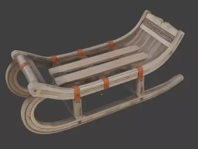 Viking Wooden Sled 3D Model v03 Low-poly 3D model