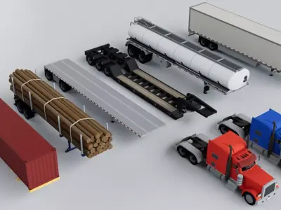 Peterbilt Truck and Trailer Collection 3D model