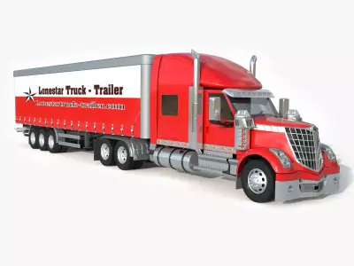 International LoneStar Sleeper Semi Truck 3D model