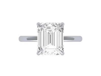 Emerald Solitaire Ring 3D print model 12