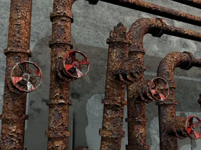 Rusty Plumbing Pipes Low-poly 3D model