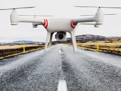 Drone with a camera Low-poly 3D model