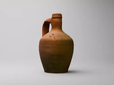 Weathered Clay Bottle  Low-poly 3D model