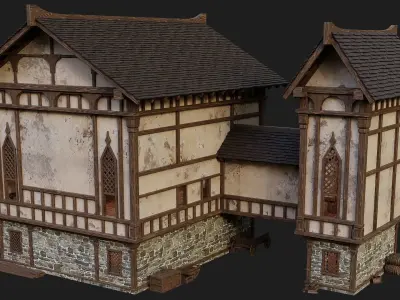 Old Medieval Building 4K Textures GameReady 104 Low-poly 3D model
