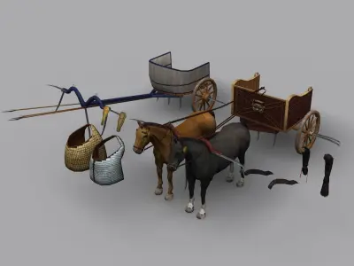 Schythed Chariot Low-poly 3D model