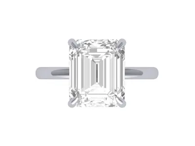  Emerald Solitaire Ring With Hidden Halo 3D print model