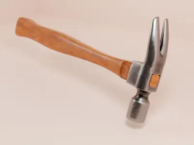  Hammer Tool Metal  wooden handle  Claw Irwin forged metal    Low-poly 3D model