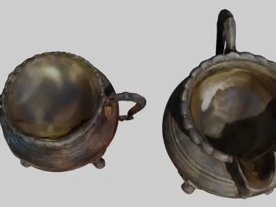 2 Rusty silverware pots  3D model
