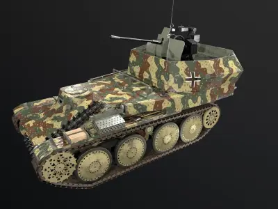 Flakpanzer 38 Gepard Tank Low-poly 3D model