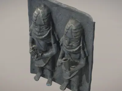 Ama Bronze Relief Plaque II Low-poly 3D model
