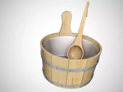 Sauna Bucket Low-poly 3D model