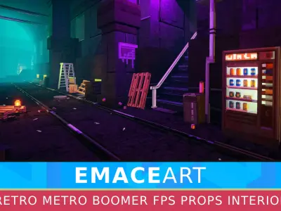 PixelDrift Metro Free - 3D Pixel Art Subway for Boomer FPS VR Free low-poly 3D model