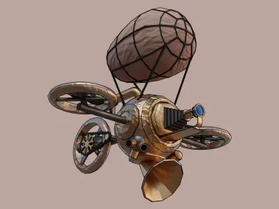 Dron Steam pank Low-poly 3D model