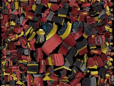 Futuristic Red and Yellow Rifle 3D model