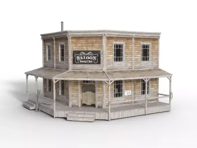 Saloon Wild West Low-poly 3D model Low-poly 3D model
